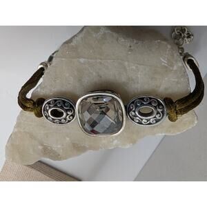 Brighton Bracelet 7.5in Crystal Silver Tone Adjustable Cord